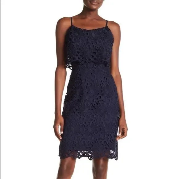 pink and blue lace dress self-portrait - Blue Lace Embellished Midi Dress main image 1